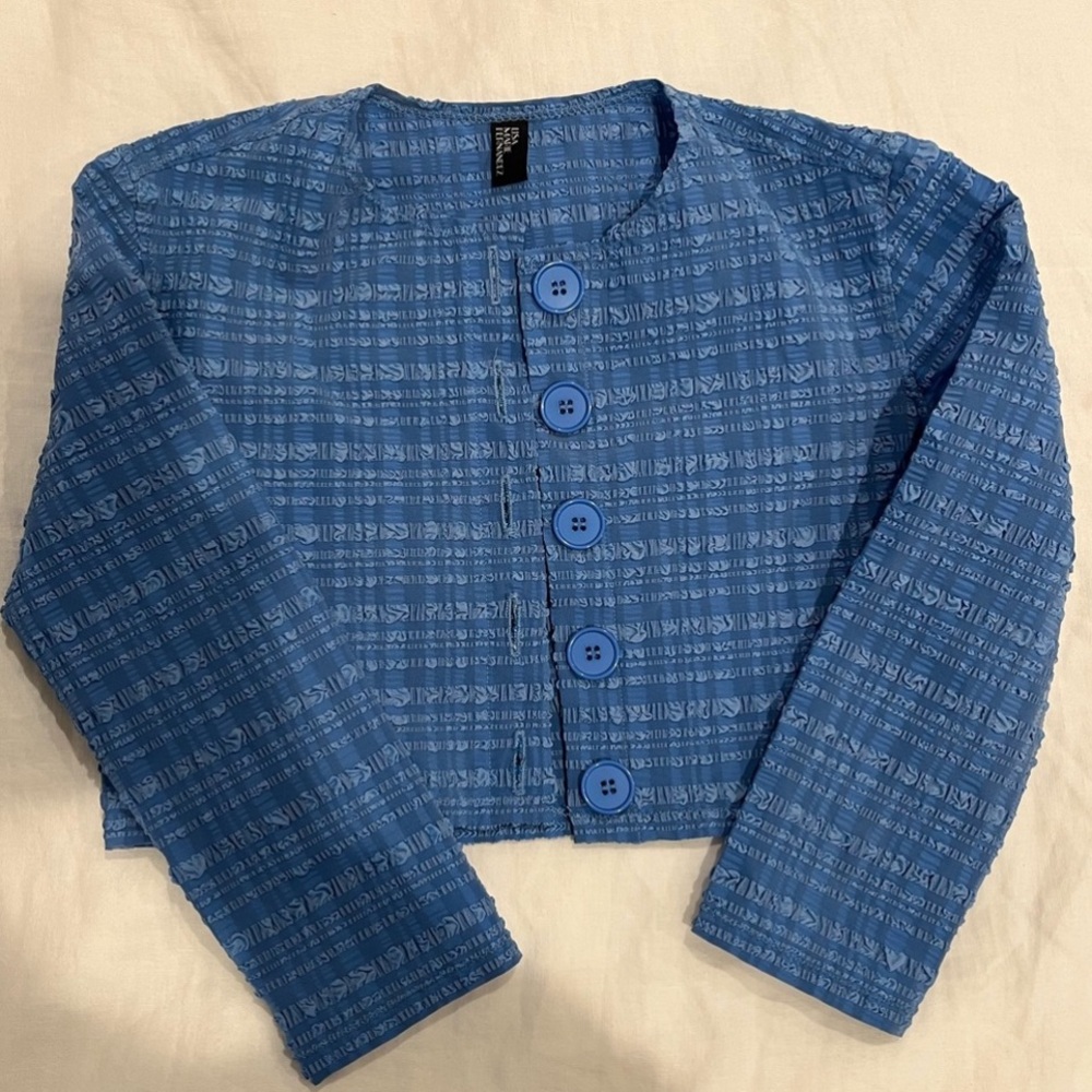 Lisa Marie Fernandez Cropped Blue Swim Cardigan